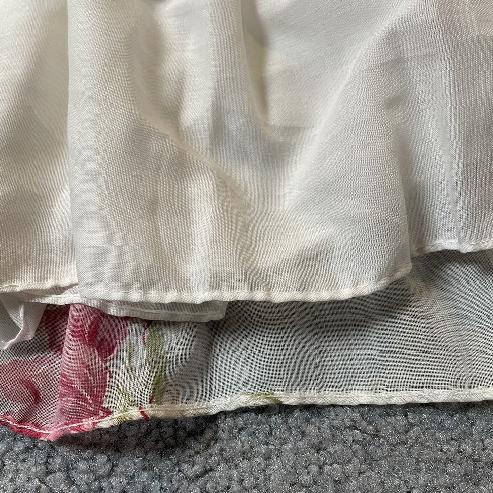 Vtg Miss Nannette Girl's Tiered Dress Sz 10 White Pink Floral Ruffles USA Party - Picture 10 of 10